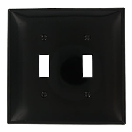 Leviton Switch Wallplate, Midway Size, Gang 2, Black PJ2-E