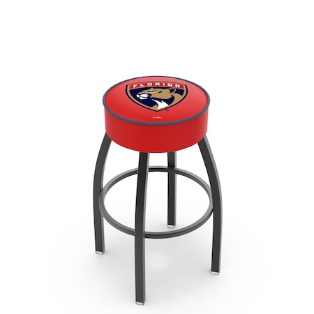 Holland Bar Stool Co 25" Florida Panthers Cushion Seat, Blk Wrinkle Base Swivel Bar Stool L8B125FlaPan