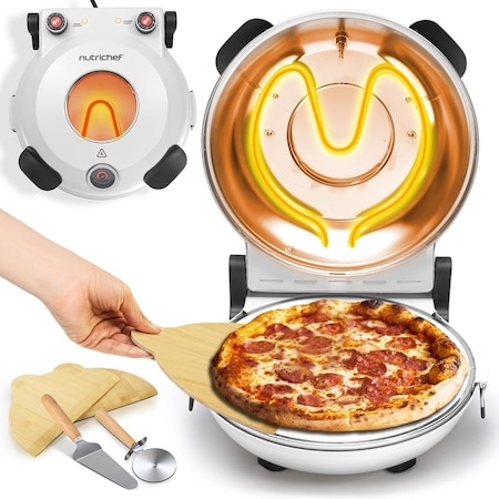 Nutrichef Electric Pizza Oven, White NCPZTP120WT