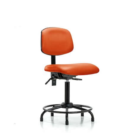 Blue Ridge Ergonomics Bench Chair, Vinyl, RT Glides, Orange, No Arms, 22" to 29" Height, Orange Kist BR-VMBCH-RT-T0-A0-RG-8613