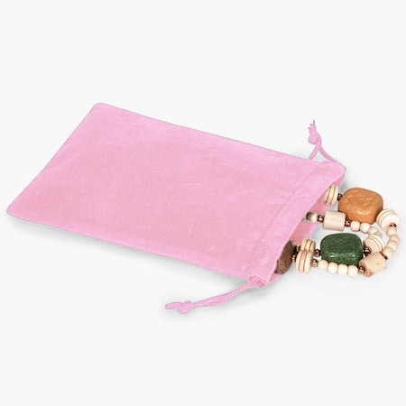 Nashville Wraps Pink Velour Jewelry Bags with Drawstrings, 4x5.5, 100PK 95605