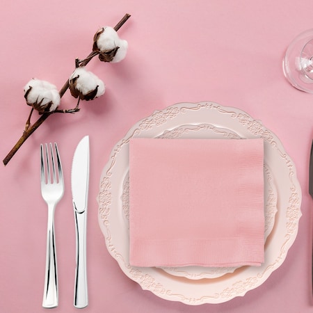 Smarty Had A Party Durable Classic Pink Paper Beverage/Cocktail Napkins, 600PK 139190154-CASE