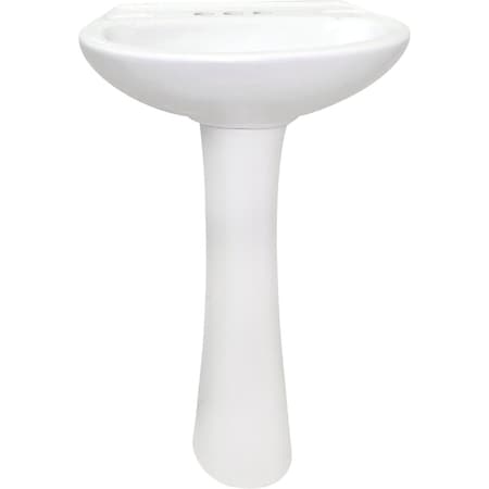 Cato Terra Wht Vitreous China Pedestal Sink with 4'' Centers J3004010100