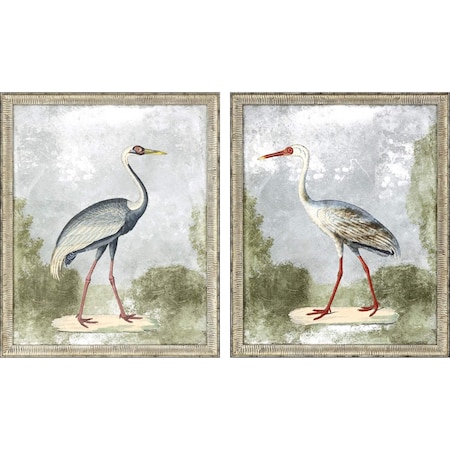Homeroots Set Of Two Cranes I Silver Framed Print Wall Art, 2PK 416439