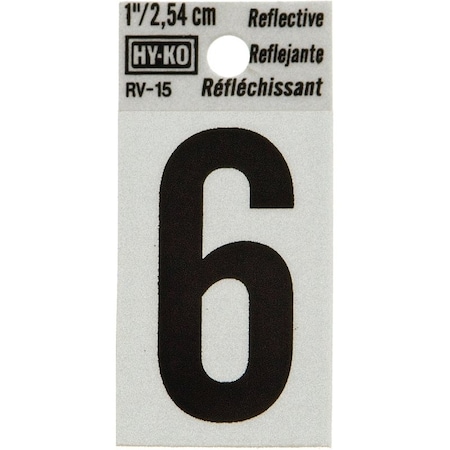 Hy-Ko Number House 6 1In Refl Blk RV-15/6