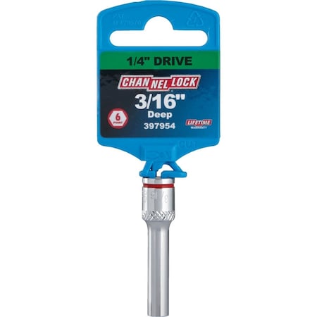 Channellock 1/4'' Drive 3/16'' 6-Point Deep Standard Socket 397954