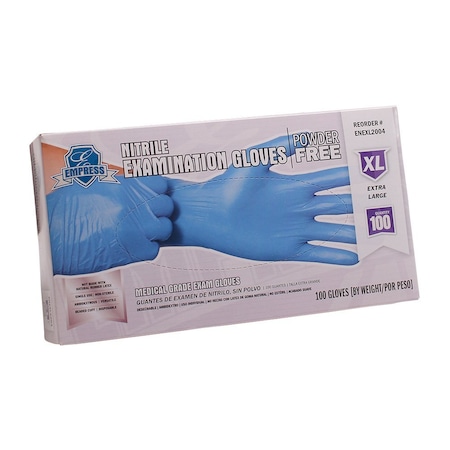 Empress Exam Grade Nitrile Glove Blue Powder Free Extra Large, 1000PK ENEXL2004