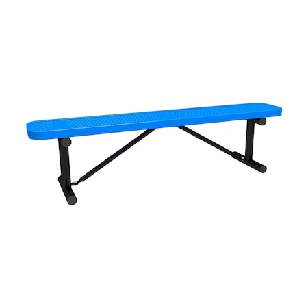 Leisure Craft 6' Standard Bench With No Back, Perforated Metal, Portable, Blue B6XPP-PERF-BLUE