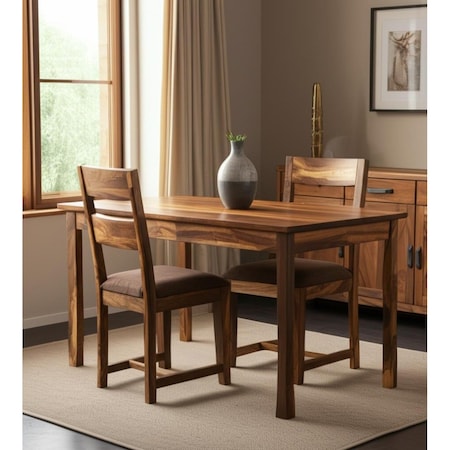 Homeroots Set of Two Brown Upholstered Seat Ladder Back Dining Side Chairs 522050