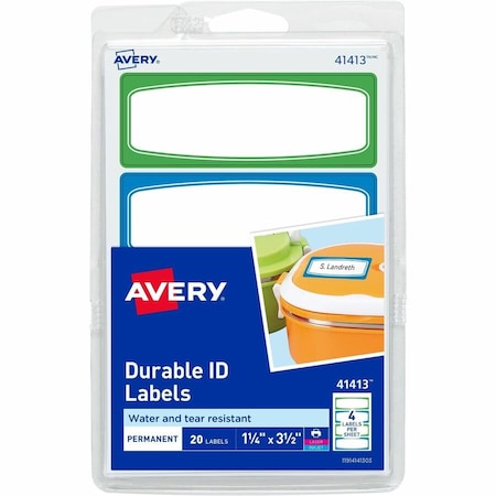 Avery Multipurpose Label, 1 1/4" Label W, 3 1/2" Label H, 4 Labels per Sheet 41413