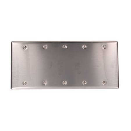 Leviton 5-Gang Blank Device Wallplate, Standard Size, Non-Magnetic Stainless Steel 84065-40