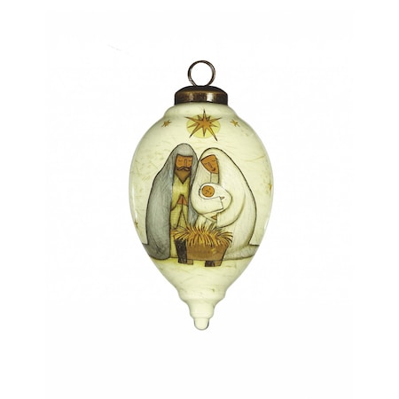 Homeroots Nativity Holy Family Hand Painted Mouth Blown Glass Ornament 477475