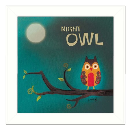Homeroots Night Owl 1 White Framed Print Wall Art 405195