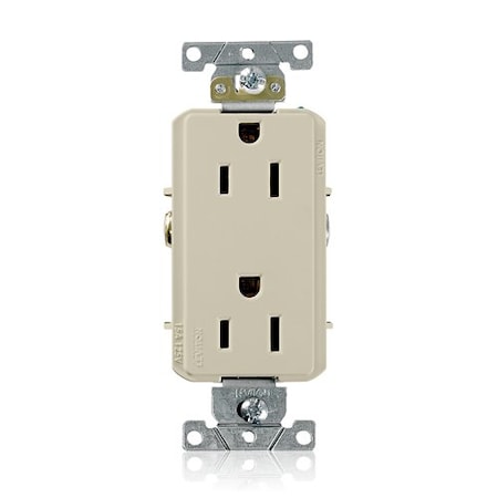 Leviton Receptacle Outlet, 15A, Ivory, 125V 16242-I