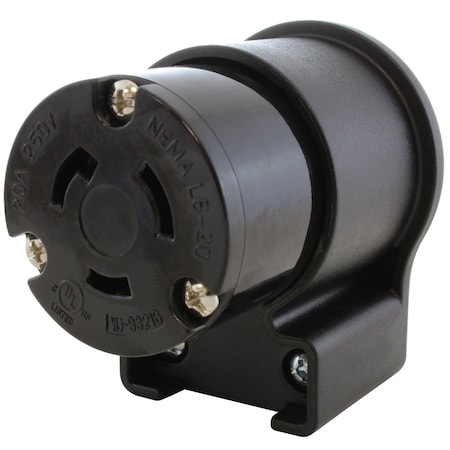 Ac Works Right Angle L6-20R Connector, 20A 250V Locking Female, Industrial Grade ASEL620R