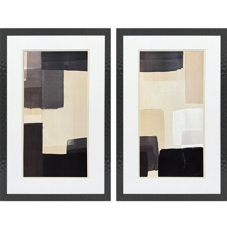 Homeroots Set Of Two Neutral Shapes Black Framed Wall Art, 2PK 606711