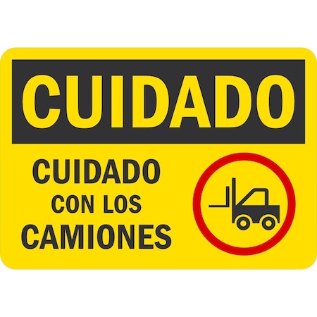 Lyle Cuidado Con Los Camiones (With Graphic), 10x7, Non-Reflective, White G-1885-PL_10x7