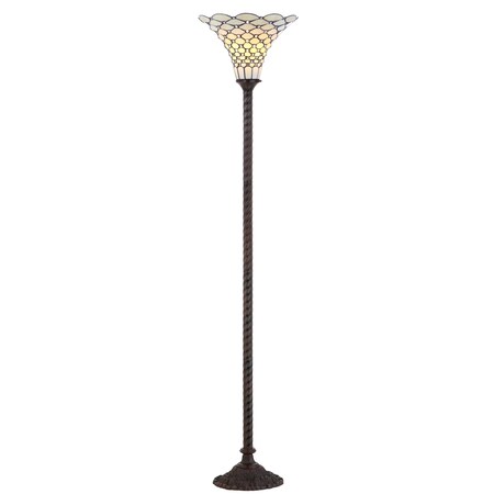 Jonathan Y White Tiffany-Style 70" Torchiere LED Floor Lamp, Bronze JYL8007A