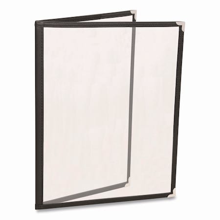 Excello Global Products Menu Holder For 8.5 x 11 Menus, Portrait, 4-View, 9.6 x 12 Holder, Clear/Black/Silver, 10PK SPLS-MENU-4
