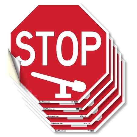 Signmission Stop, 6 inch X 6 inch, Vinyl Decal, 5PK OC-D-5PACK-6-235