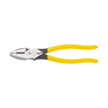 Klein Tools 9 3/8 in Linemans Plier High Leverage w/ Wire Crimper, Steel D213-9NE-CR