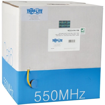 Eaton Tripp Lite Series Cat6 Gigabit Solid Core UTP PVC Bulk Ethernet Cable, Yellow, 1000 ft. 304.8 N222-01K-YW