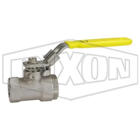 Dixon 2 pc Ball Valve, 1/4 in Nominal, FNPT End Style, 316 SSss Steel Body, Full Port, PTFE Seal Soft DSBV25