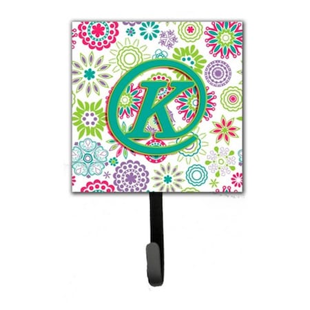 Carolines Treasures Letter K Flowers Pink Teal Green Initial Leash and Key Holder CJ2011-KSH4