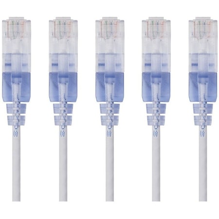 Monoprice Slim Cat6A Cable, 5 Pack, 3 ft.White 15132