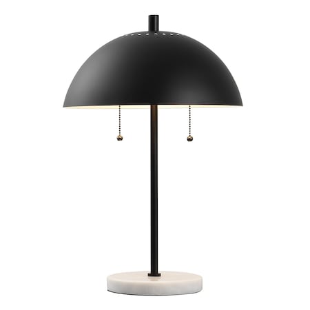 Jonathan Y Ella 20.7" Dome Metal with Marble Base LED Table Lamp, Black/White JYL1071B