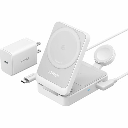 Anker MagGo Wireless Charging Station (15W, Foldable 3-in-1) bundle cable and charger B2557121