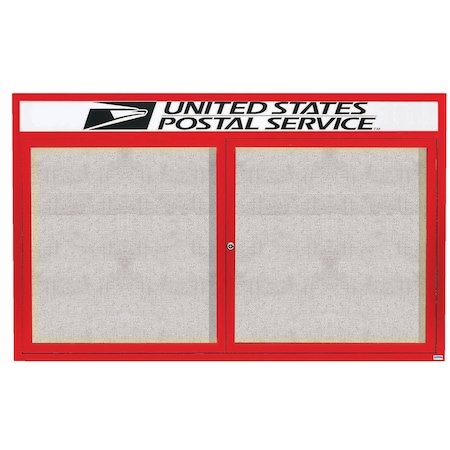 Aarco Illuminated Outdoor Enclosed Bulletin Board w/ Al Frame Header, Powder Coated Red, 48''Hx72''W ODCC4872RHIR