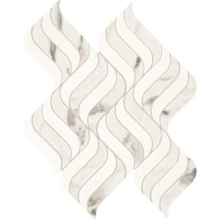 Daltile Eclessia Marble Natural Stone Wave Mosaic Polished, 11.40 SQFT Per Carton, 10PK DA99WAVEMSPL