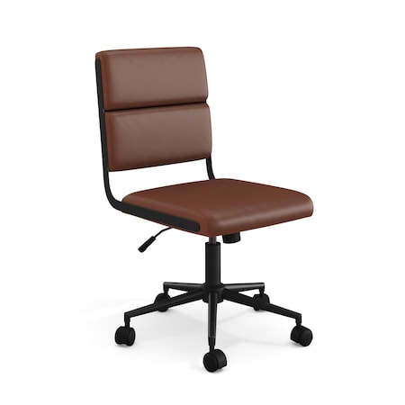 Martha Stewart Lulu Upholstered Office Chair in Saddle Brown/Oil Rubbed Bronze CH-240229-1-BR-BK-MS