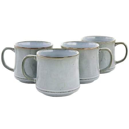 Gibson Home Picadelle 4 Piece 21oz Stoneware Mug Set in Light Grey 136622.01