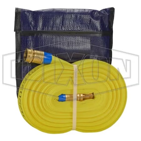Dixon Ferrule Forestry Single Jacket Mop Up Hose Kit, 3/4 in, GHT, 50 ft L, 135 psi Working, Brass NF307Y50GHT-KIT
