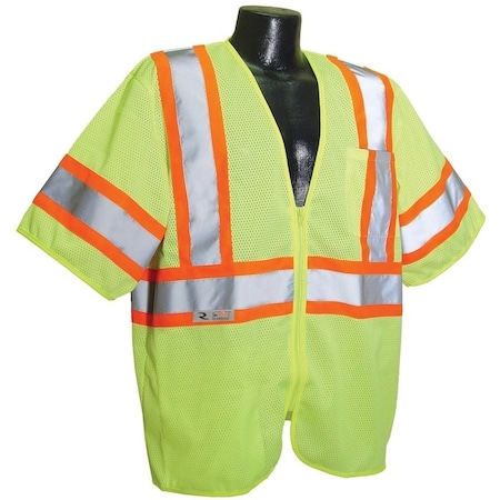 Radwear Radians Economical Safety Vest, L, Polyester, Green/Silver, Zipper SV22-3ZGM-L