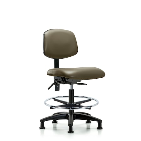 Blue Ridge Ergonomics Vinyl Chair, Med Bench, Foot Ring, Glides, Taupe BR-VMBCH-RG-T0-A0-CF-RG-8809