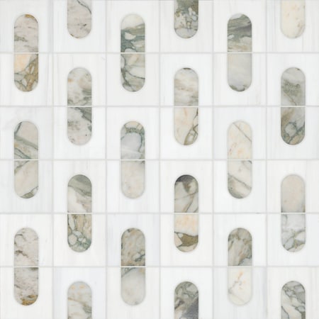 Msi Bianco Dolomite Moderno 12 in. x 12 in. Polished Marble Mosaic Floor And Wall Tile, 10PK ZOR-MD-0640