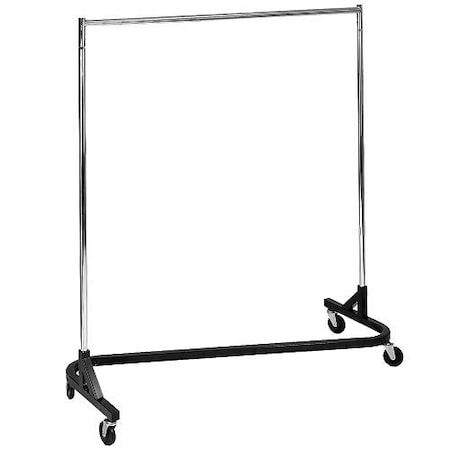 Nahanco Stockroom Rolling Z Clothes Rack with Black Base, Chrome Z101