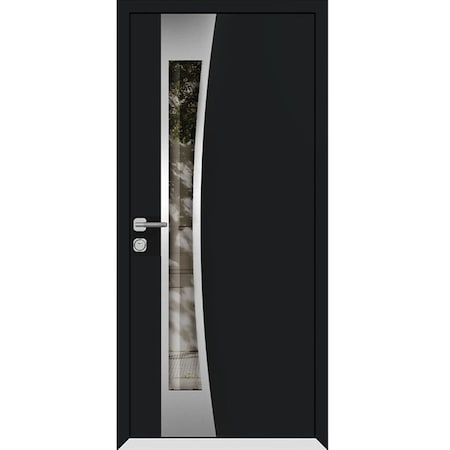 Vdomdoors Aluminum Door Cynex 6116 Black Entry Steel Metal Modern Painted W36xH80 Left Inswing CYNEX6116EXD-BLK-W36xH80-LH-I