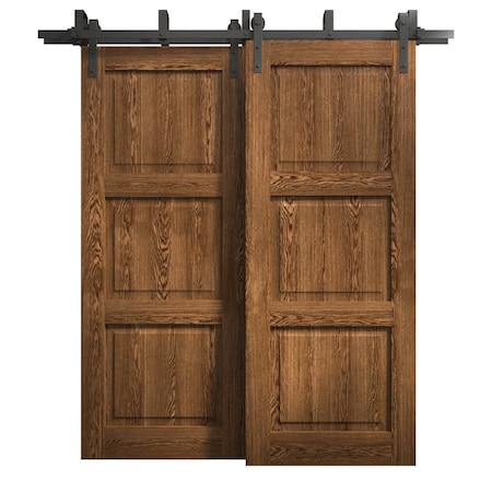 Sartodoors Sliding Closet Barn Bypass Doors 56 x 96 inches, Ego 5010 Cognac Oak Veneer, Modern 6.6ft Rails Ha EGO5010BBB-DKO-5696