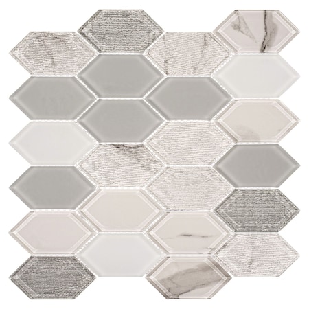 Andova Tiles Astor 2 in. x 4 in. Elongated Hexagon Glass Mosaic Wall Tile Andova Tiles