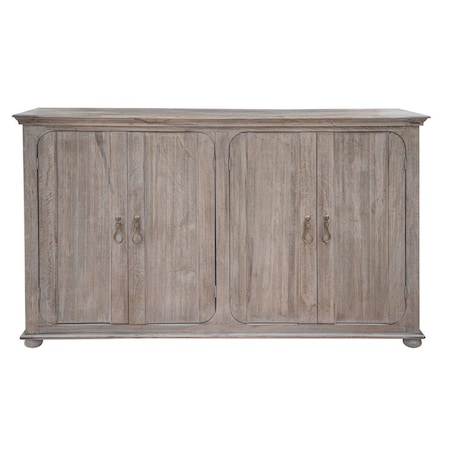 Homeroots 72" Sand Solid and Manufactured Wood Distressed Credenza 527098