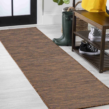 Jonathan Y Ethan Modern Flatweave Solid Brown 2 ft. x 8 ft. Indoor/Outdoor Runner Rug TSN100D-28