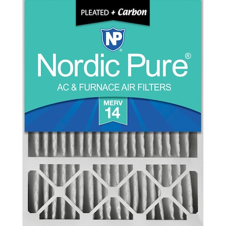 Nordic Pure 20x25x5 Plus Carbon Pleated Air Filter, High Capacity, MERV 14 20x25x5HM14+C-1