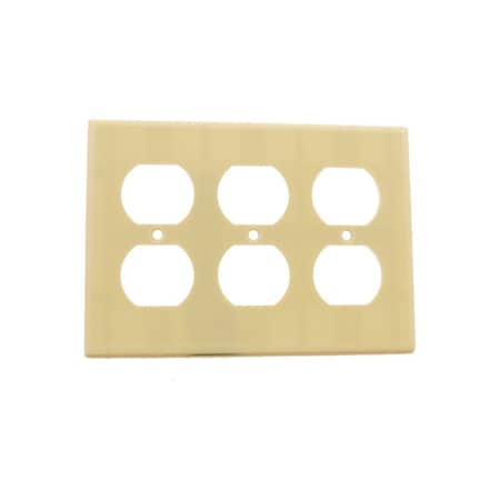 Leviton Receptacle Wallplate, Standard Size, Gang 3, Ivory 86030