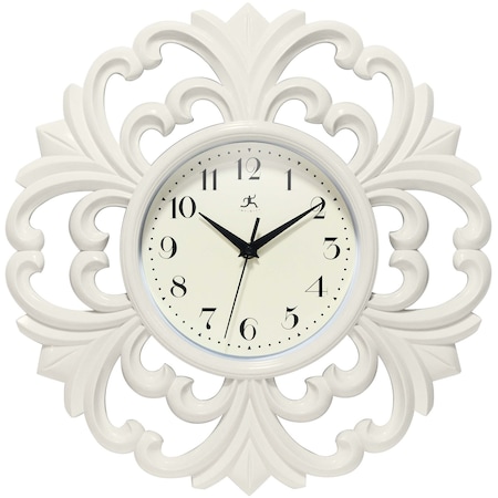 Infinity Instruments Wisteria Wall Clock, Ivory, 15.5" 20331IV-4561