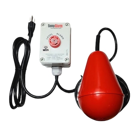 Sump Alarm Indoor/Outdoor, WIFI Enabled Sewage/Septic High/Low Water ALM, Includes SludgeBoss Float, 20 Ft. Length SA-120V-1L-20SB-WiFi