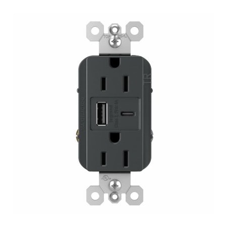 Pass & Seymour 15A GraphA/C USB Outlet R26USBAC6GCC4